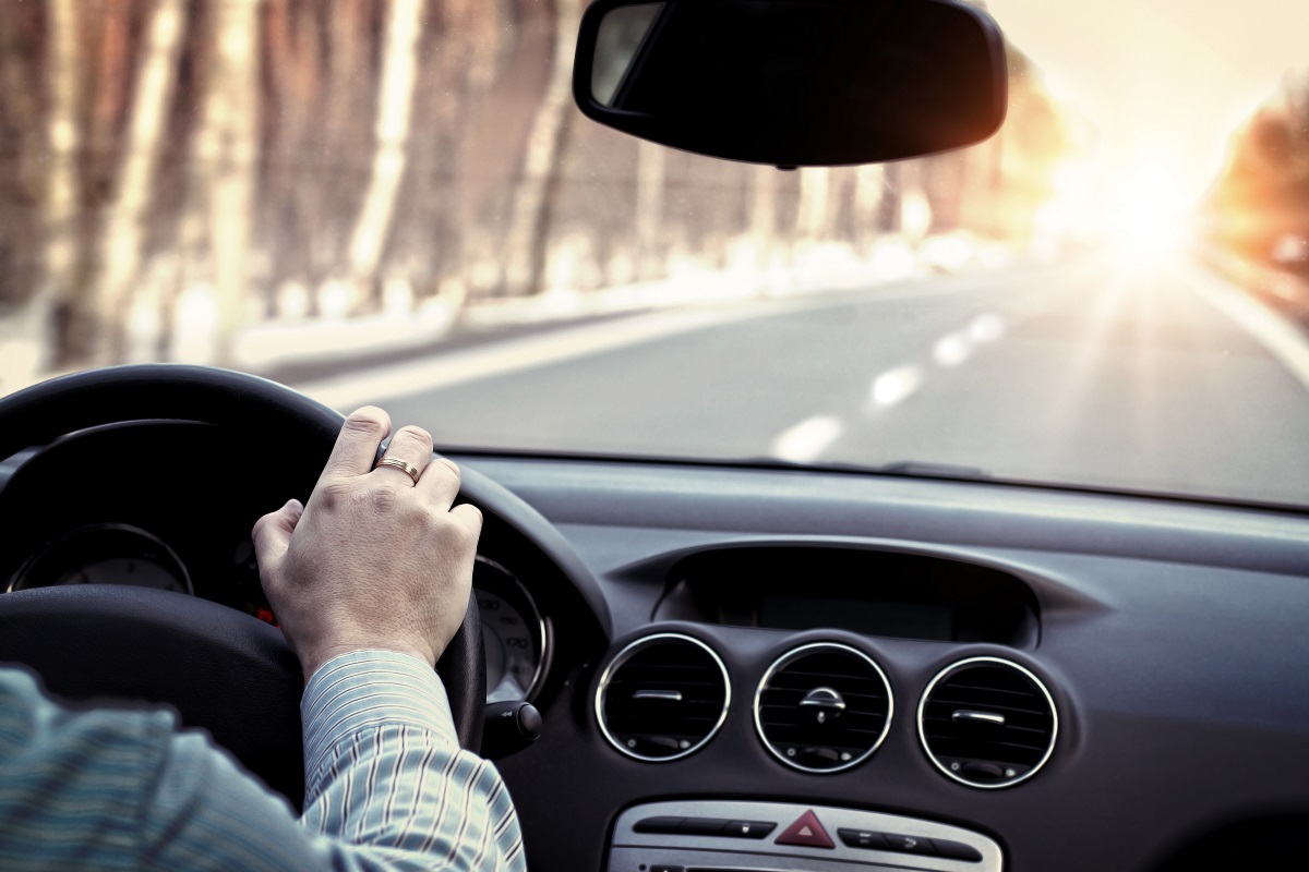 driving car on empty road